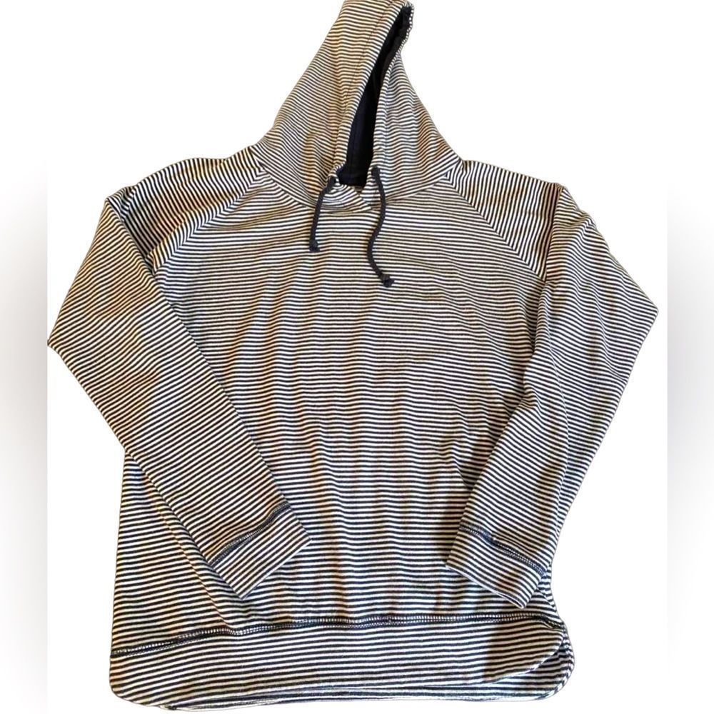 Enza hooded sweatshirt with pull string striped White and Navy Size L (Large)